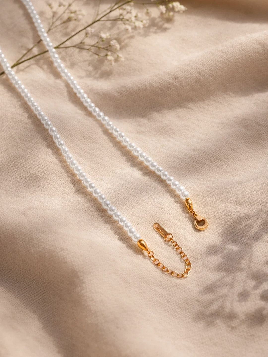 Demi Fine 18K Gold Plated Stainless steel Pearl Beaded Chain Necklace