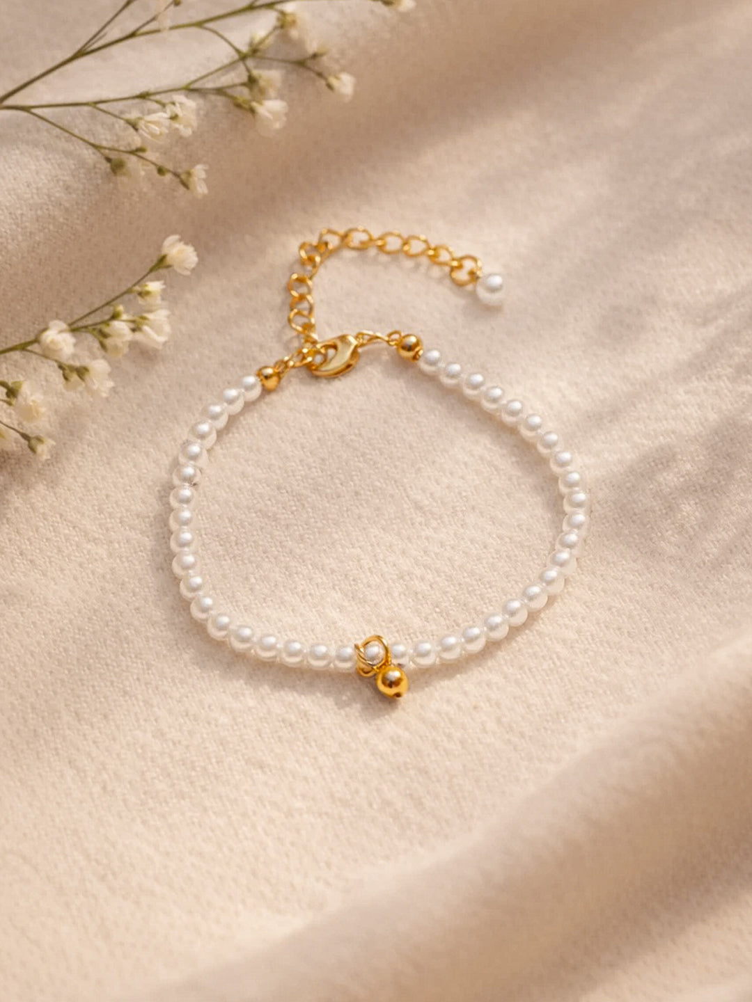 Demi Fine 18K Gold Plated Stainless steel Pearl Beaded Bracelet