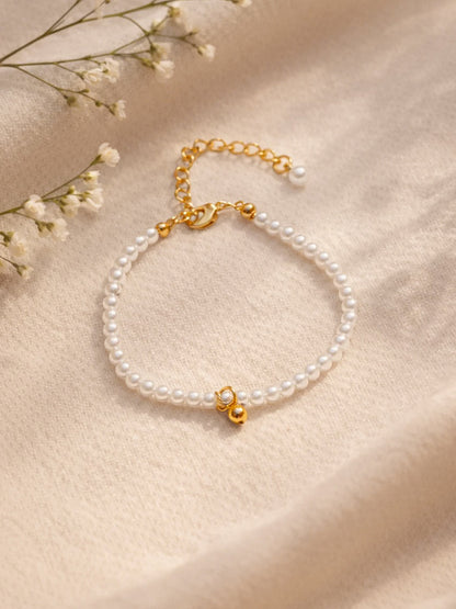 Demi Fine 18K Gold Plated Stainless steel Pearl Beaded Bracelet