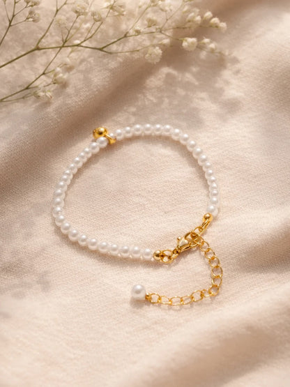 Demi Fine 18K Gold Plated Stainless steel Pearl Beaded Bracelet
