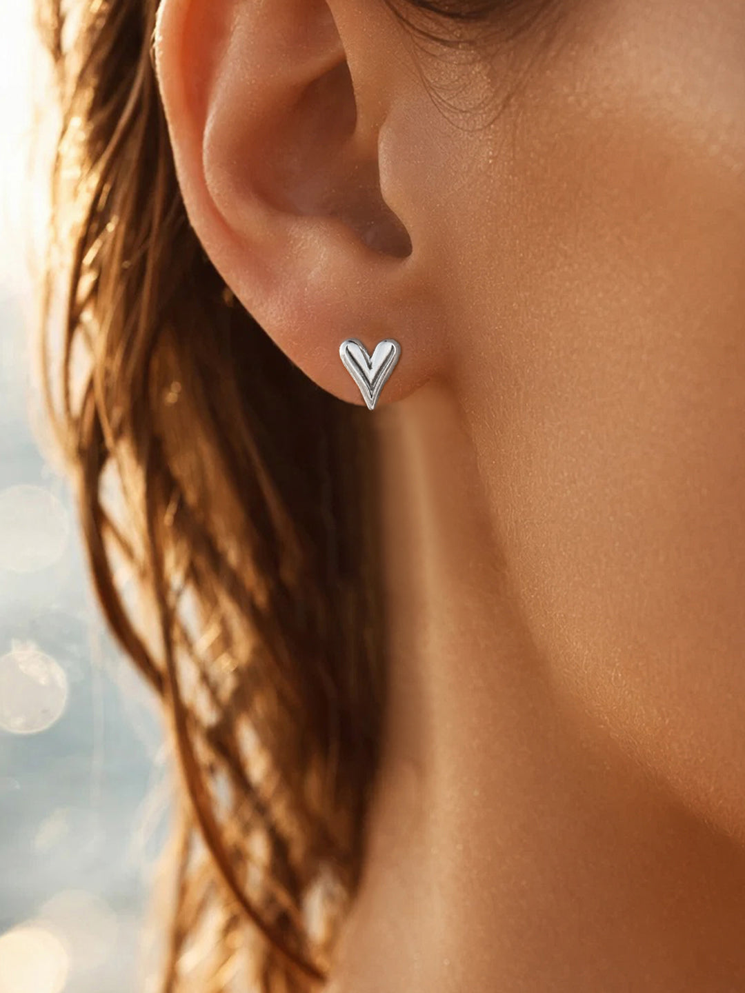 Demi Fine 18K Gold Plated Stainless steel Heart Stud Earrings