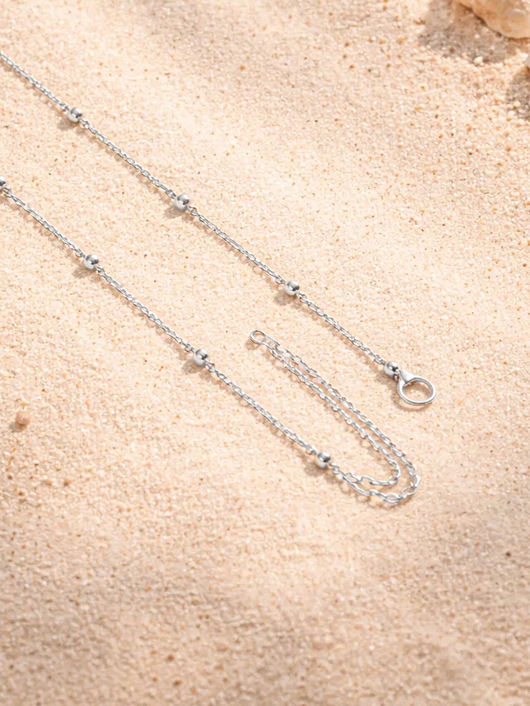 Demi Fine Rhodium Plated Stainless steel Ball Bead Chain Lariat Drop Necklace
