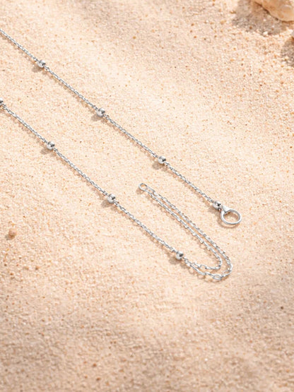 Demi Fine Rhodium Plated Stainless steel Ball Bead Chain Lariat Drop Necklace