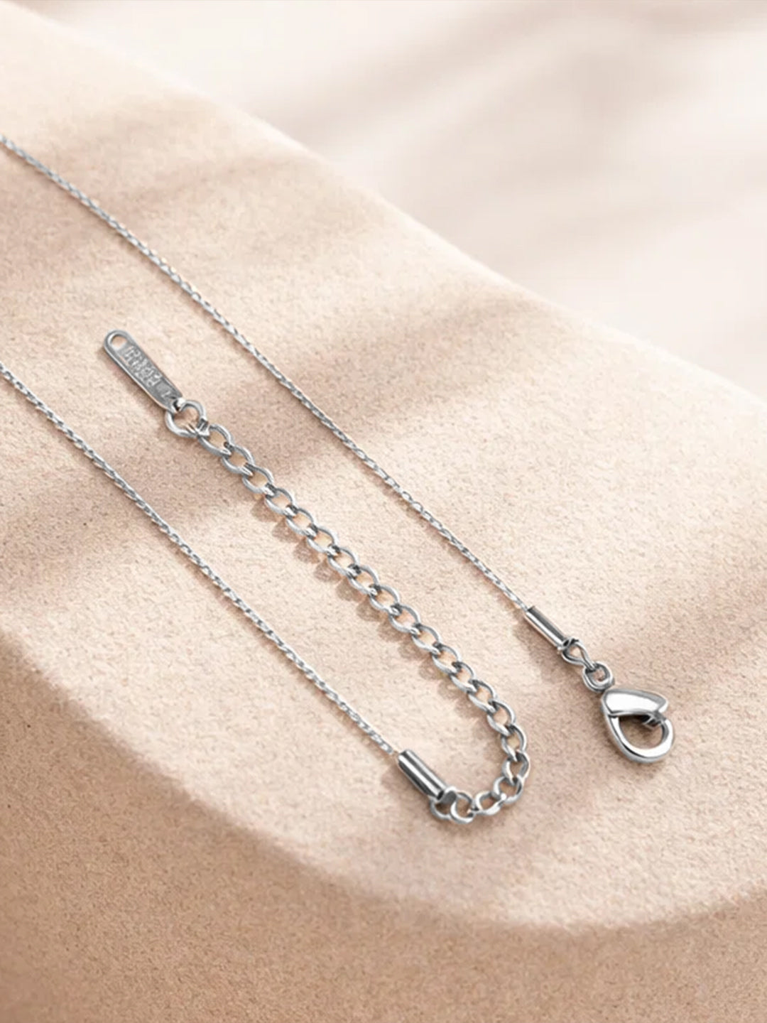 Demi Fine Rhodium Plated Stainless steel Minimal Diamond Solitaire Necklace