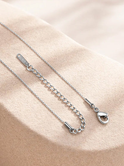 Demi Fine Rhodium Plated Stainless steel Minimal Diamond Solitaire Necklace