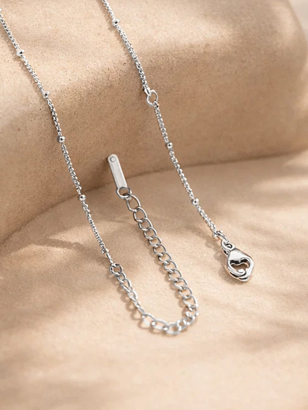 Demi Fine Rhodium Plated Stainless steel Reversible Heart Pendant Chain Necklace