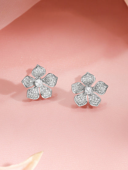Crystal Diamond Floral Pendant Set