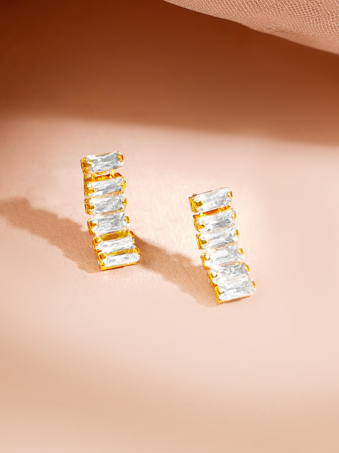 Gold Plated Crystal Baguette Choker Necklace Set