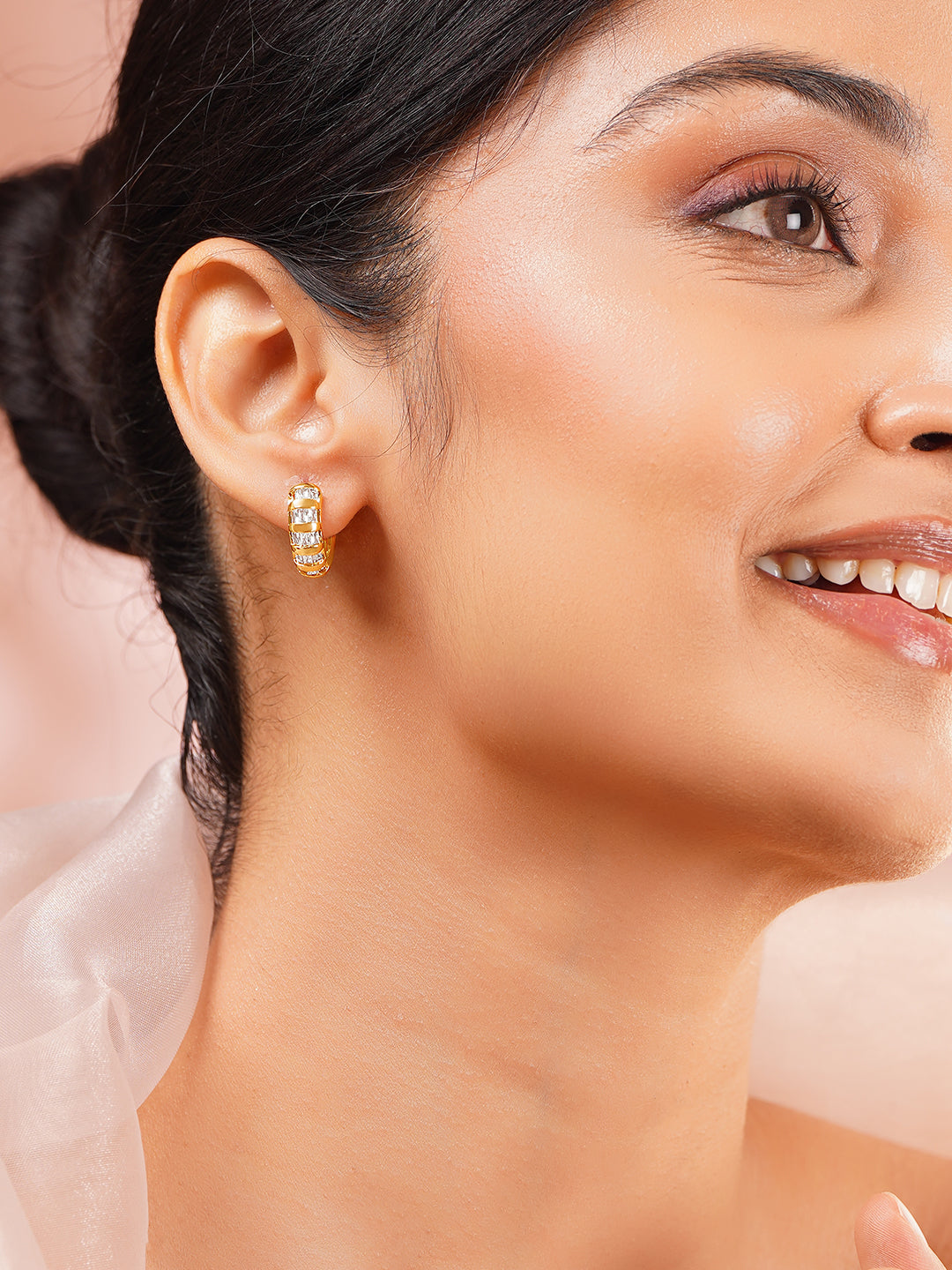 Gold Plated Crystal Hoop Earrings