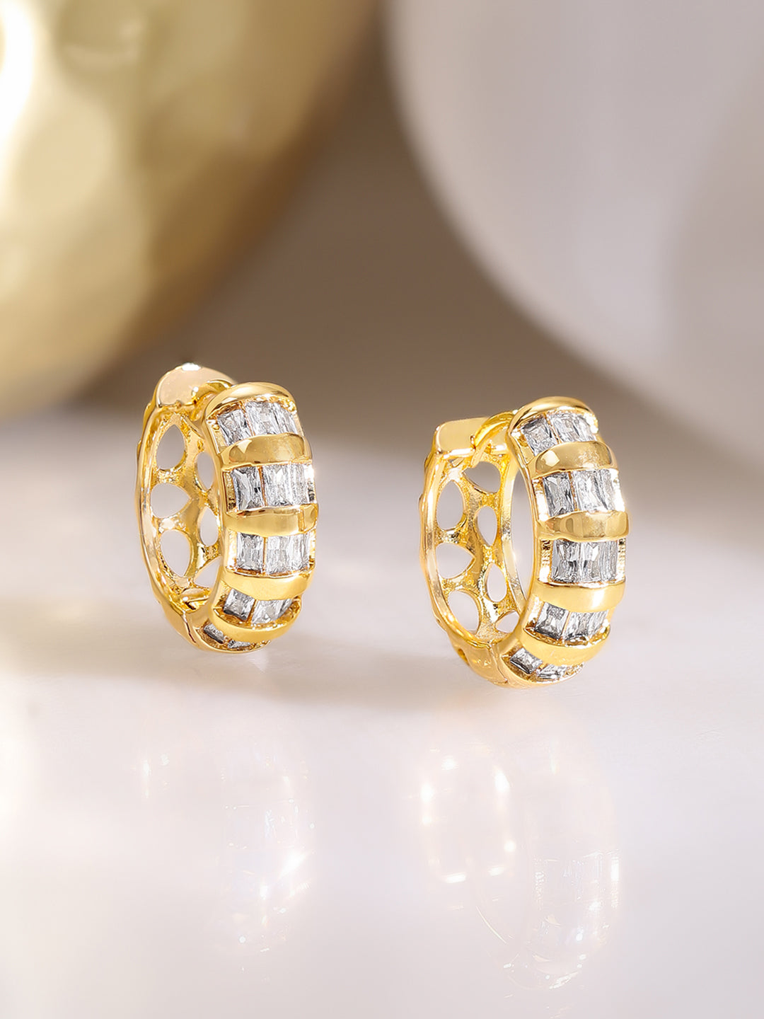 Gold Plated Crystal Hoop Earrings