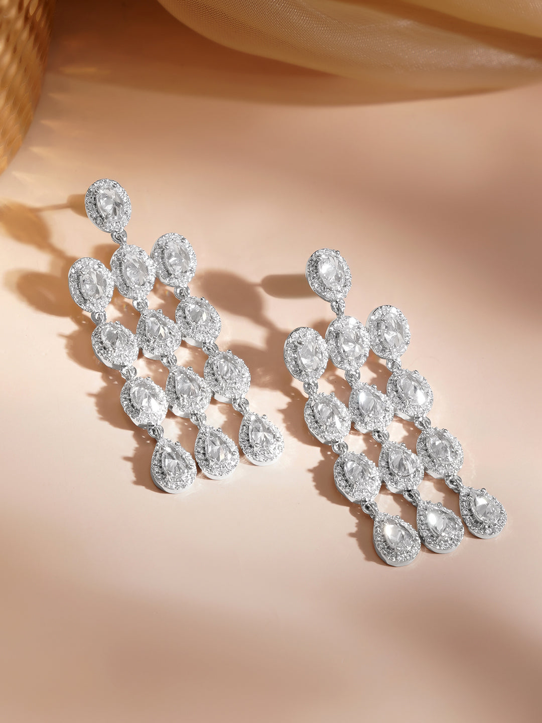 Crystal Cascade Tassel Dangler Earrings