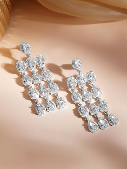 Crystal Cascade Tassel Dangler Earrings