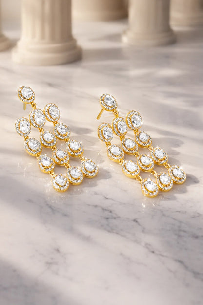 Golden Rush Crystal Chandelier Earrings
