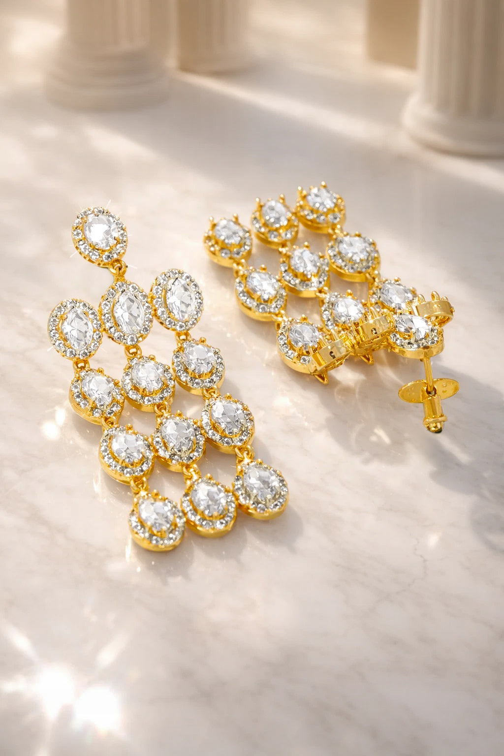 Golden Rush Crystal Chandelier Earrings