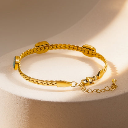 Demi Fine 18K Gold Plated Stainless Steel Rainbow Crystal Chain Bracelet