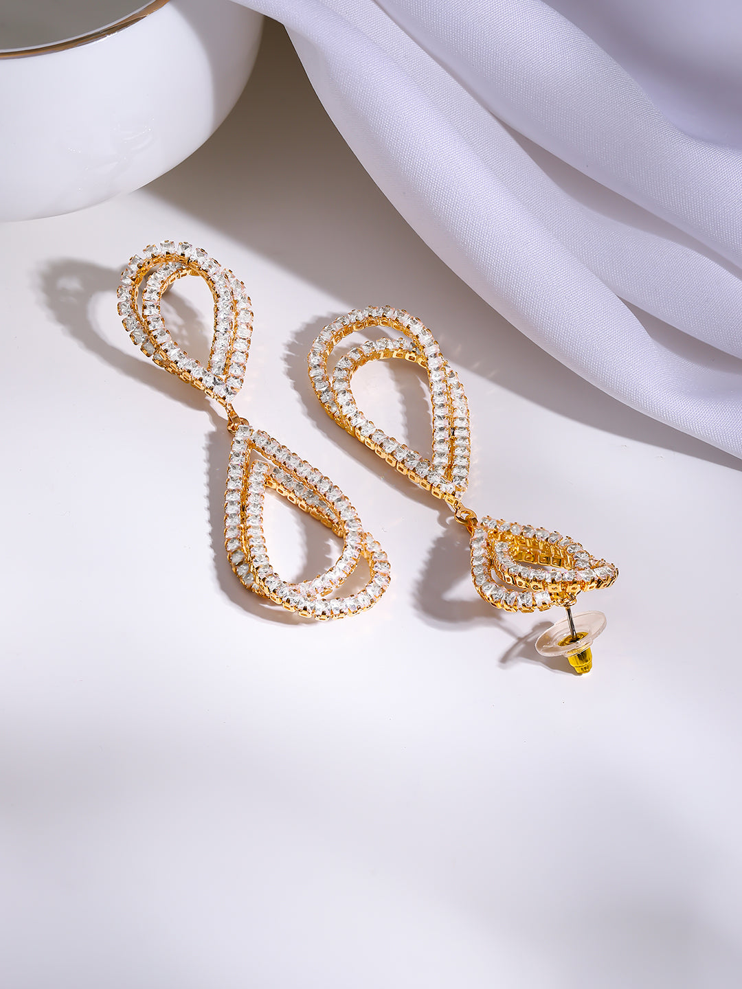 Gold Plated Crystal Cascade Drop Earrings