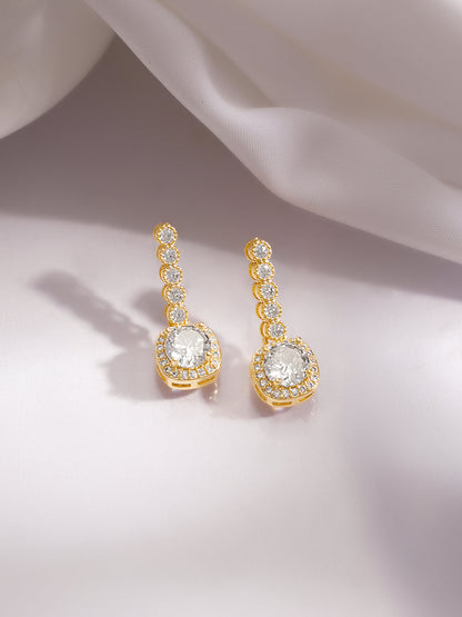 Gold Plated American Diamond Zirconia cubic Drop Earrings