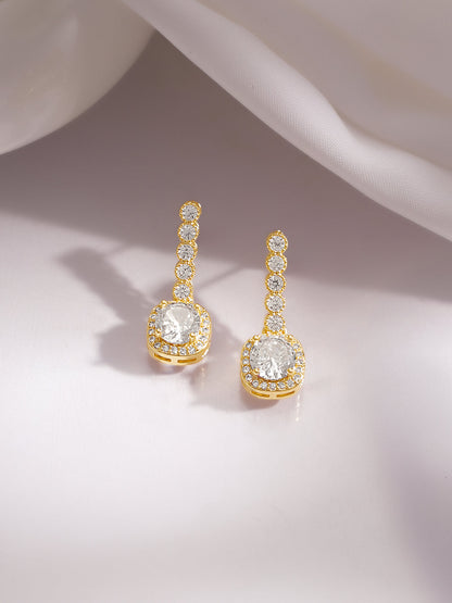 Gold Plated American Diamond Zirconia cubic Drop Earrings
