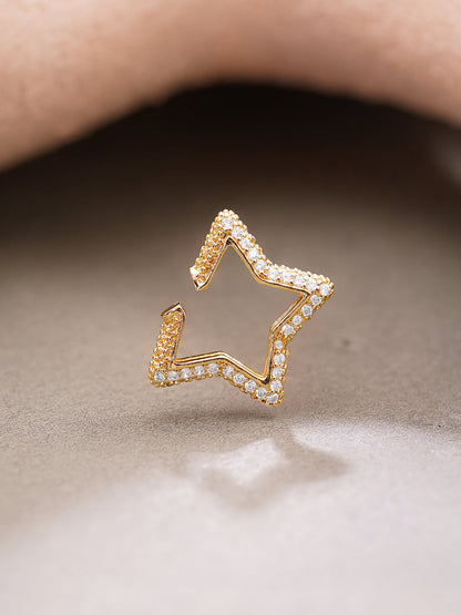 Gold Plated American Diamond Zirconia star design Cuff Earrings