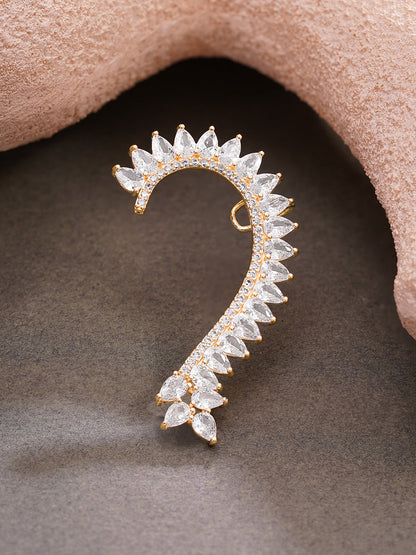 Gold Plated Crystal Vine Ear Cuff Earrings