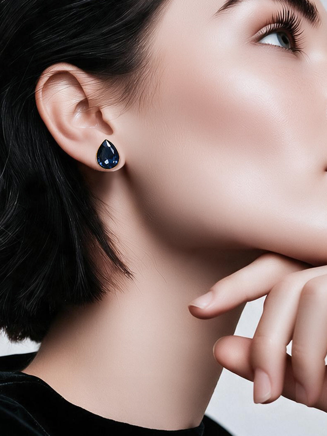 Gold Plated Sapphire Zirconia Teardrop Stud Earrings