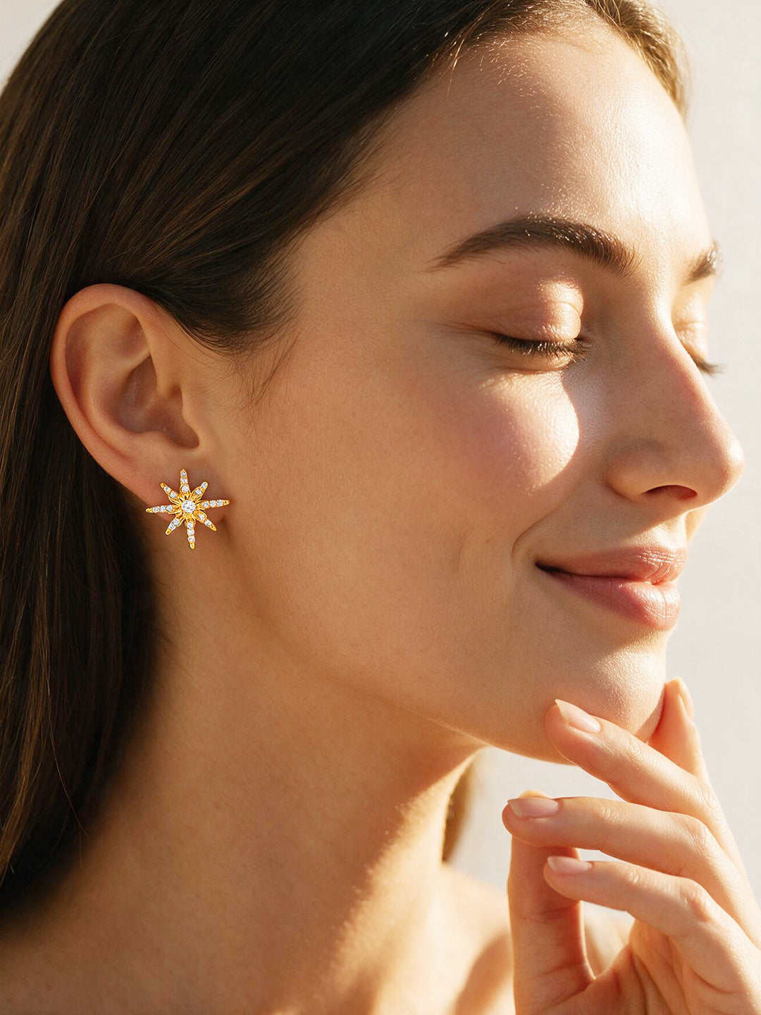 Gold Plated Celestial Starburst Stud Earrings