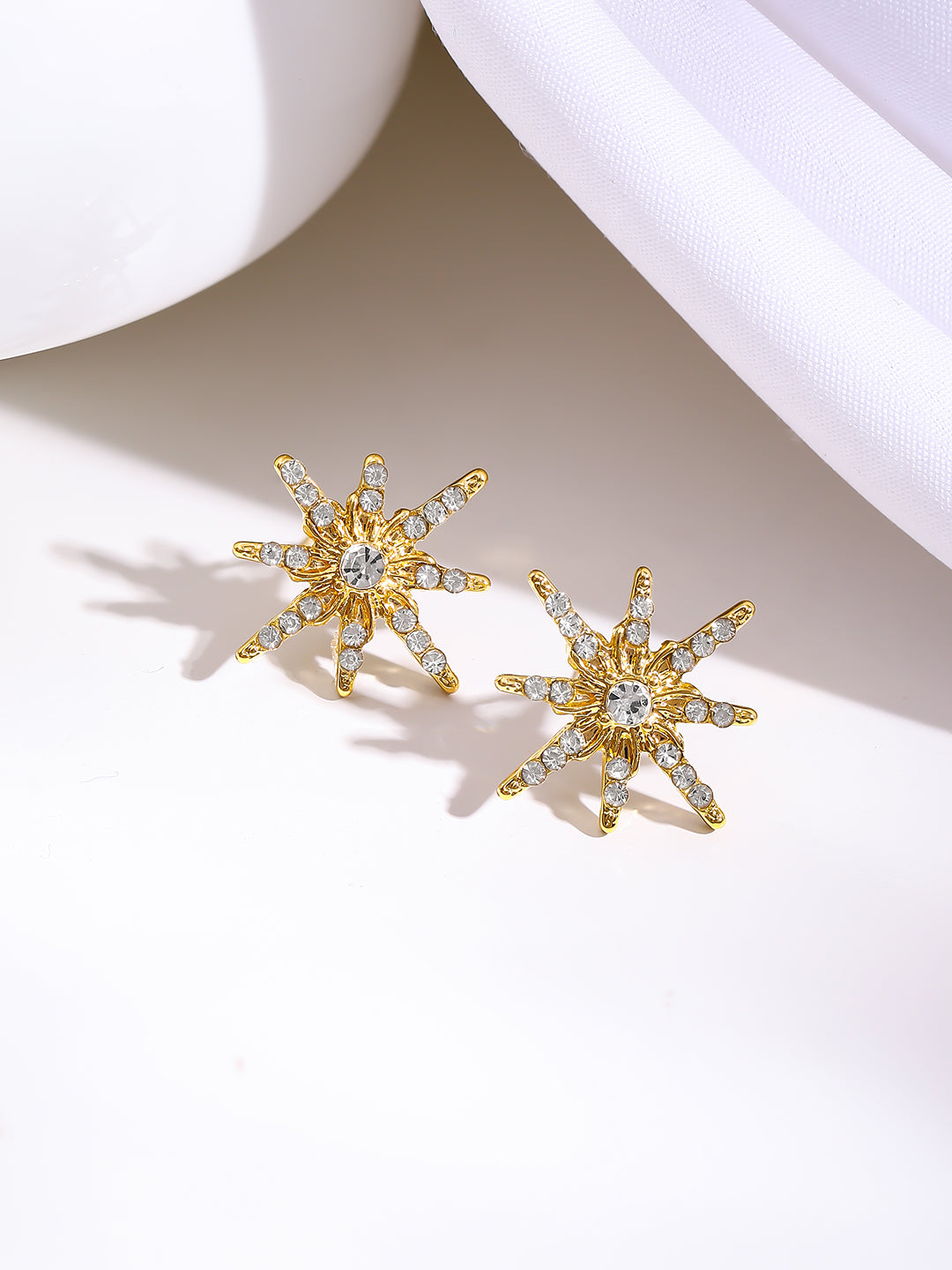 Gold Plated Celestial Starburst Stud Earrings