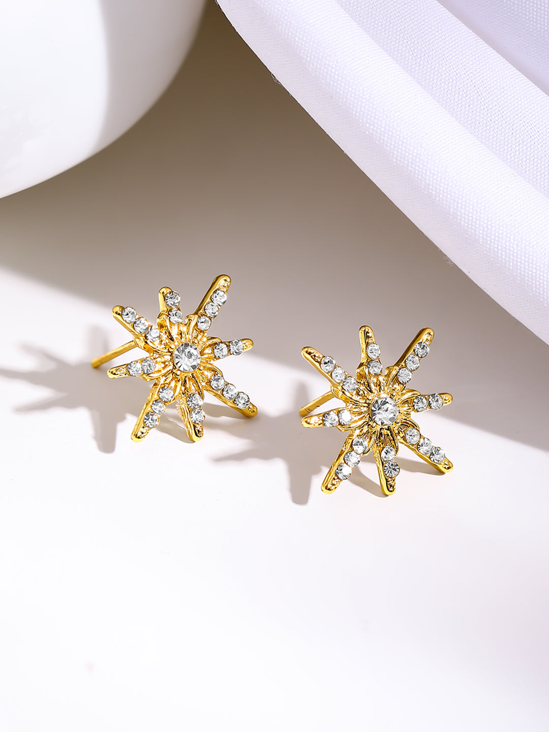Gold Plated Celestial Starburst Stud Earrings