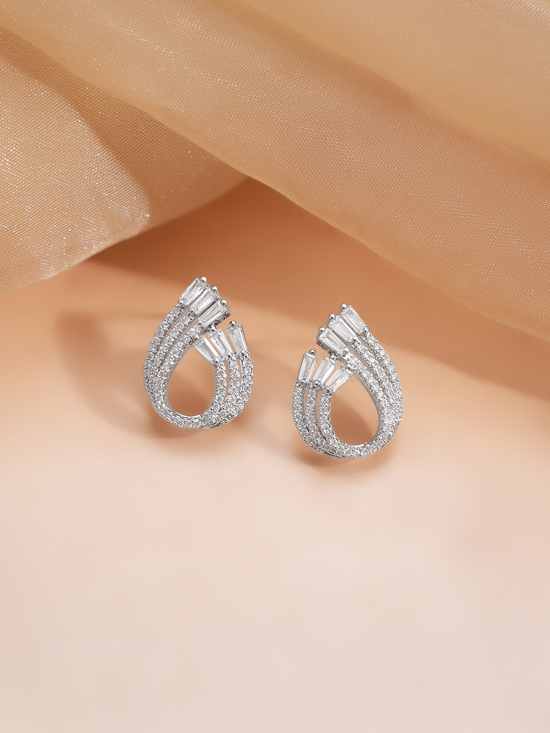 Gold Plated Tear drop design Crystal Stud Earrings