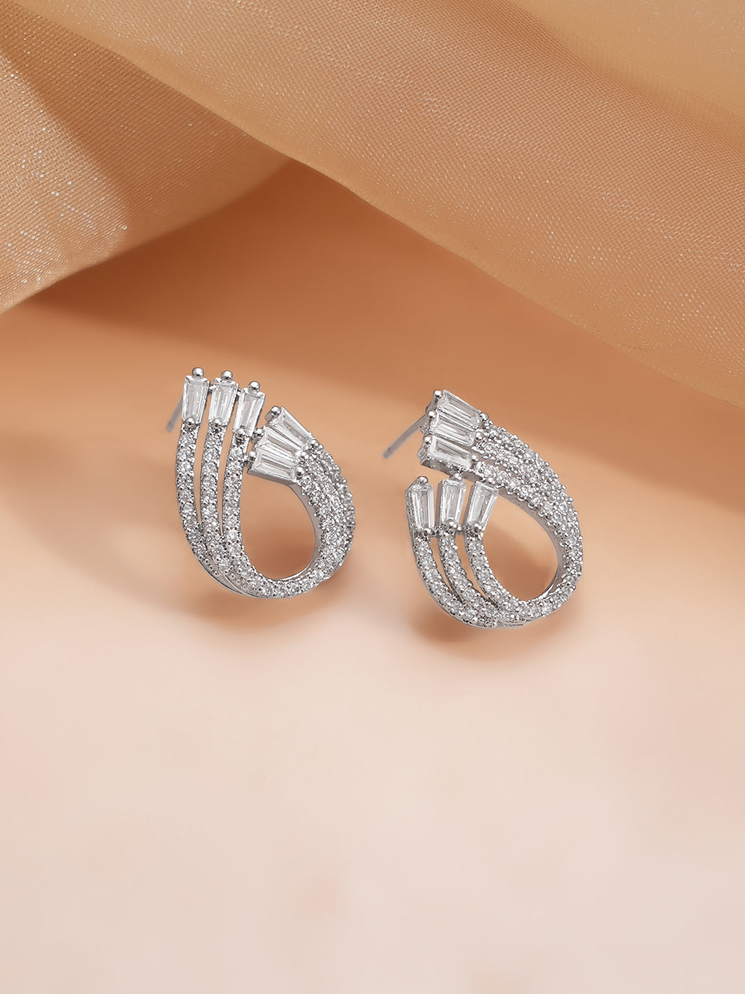 Gold Plated Tear drop design Crystal Stud Earrings