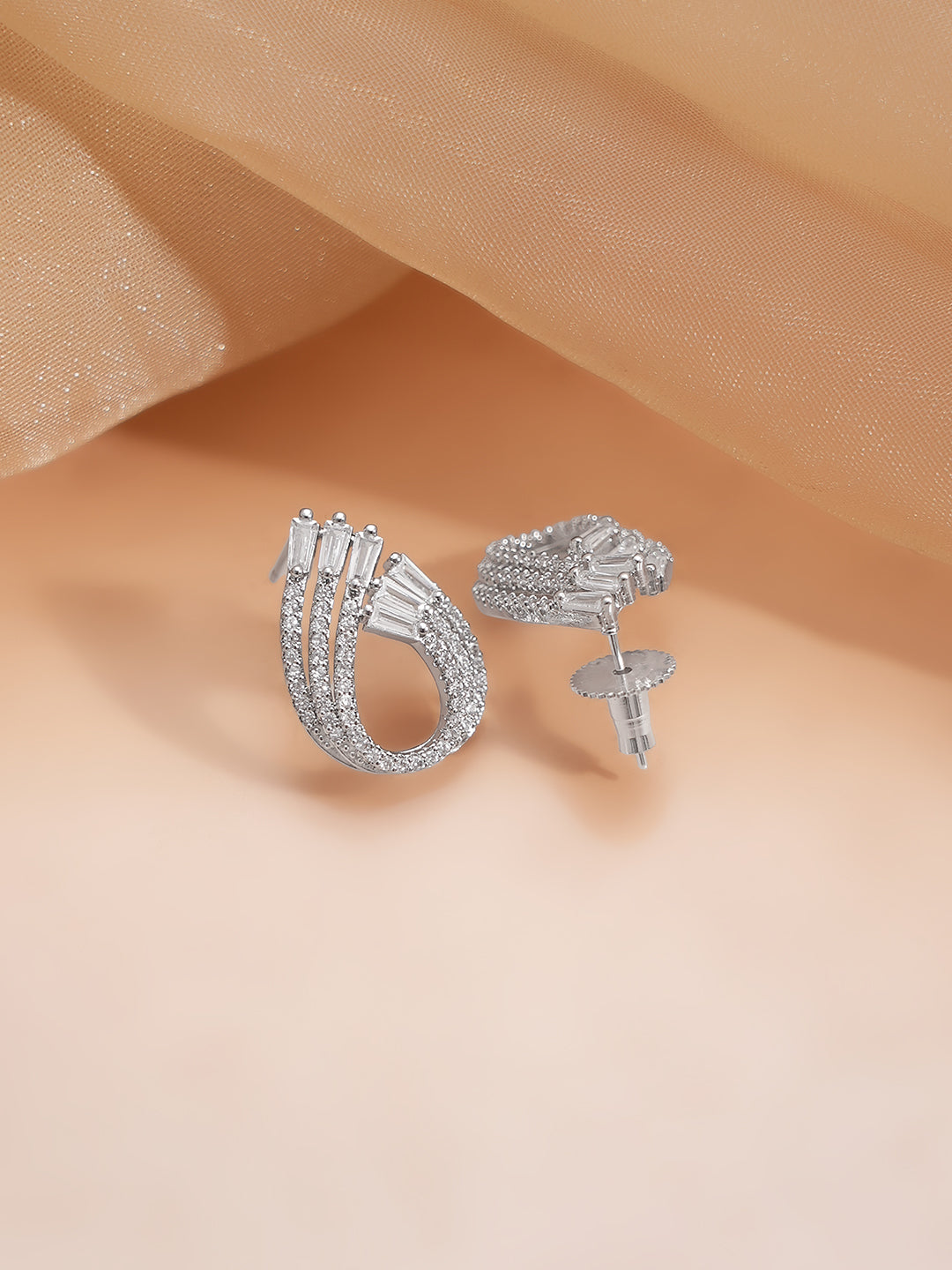 Gold Plated Tear drop design Crystal Stud Earrings