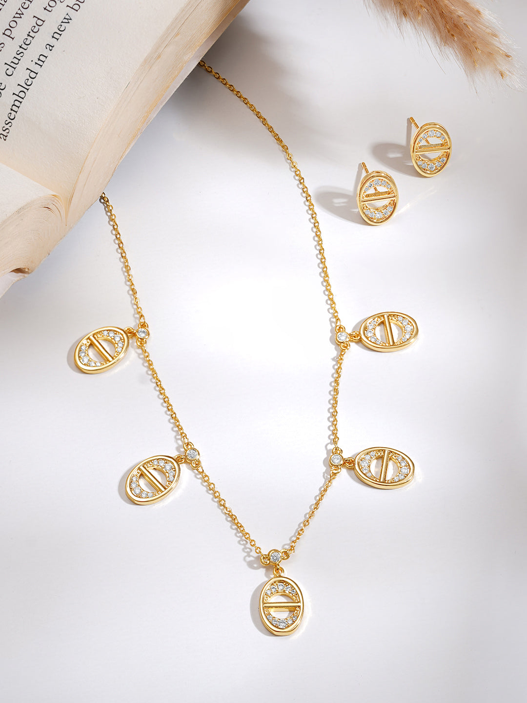 Gold Plated Geometric charm collar Necklace