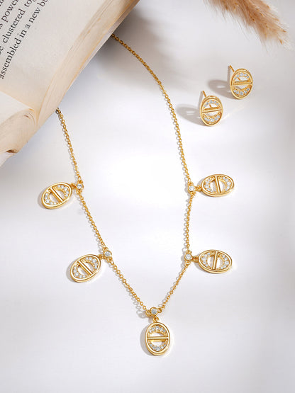 Gold Plated Geometric charm collar Necklace