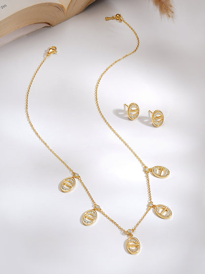 Gold Plated Geometric charm collar Necklace