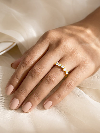 925 Fine Silver Gold Plated American Diamond Zirconia Ring