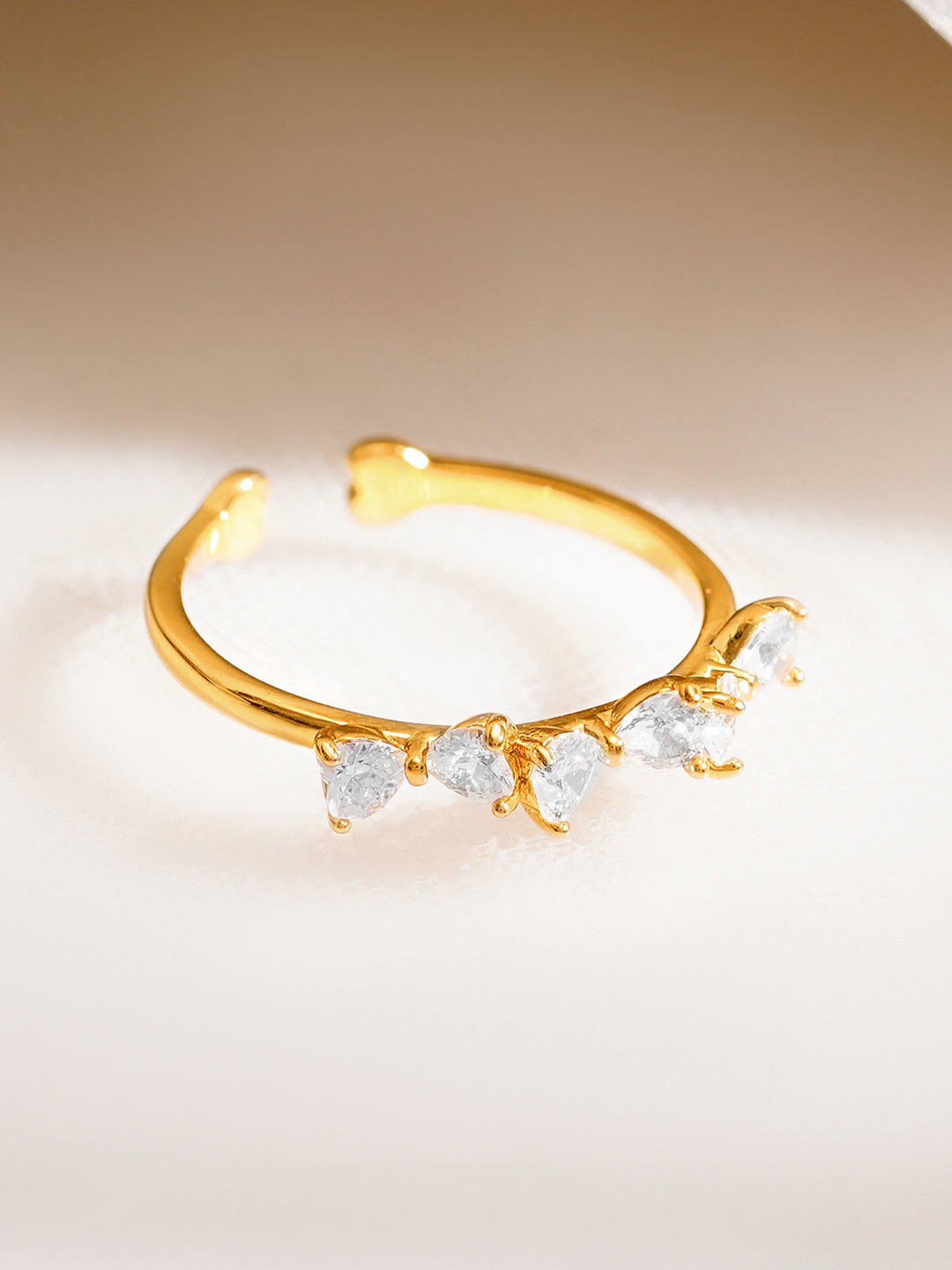 925 Fine Silver Gold Plated American Diamond Zirconia Ring