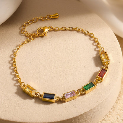 Demi Fine 18K Gold Plated Stainless Steel Multicolor Crystal Bracelet