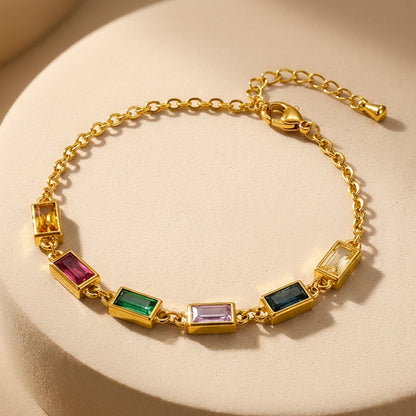 Demi Fine 18K Gold Plated Stainless Steel Multicolor Crystal Bracelet