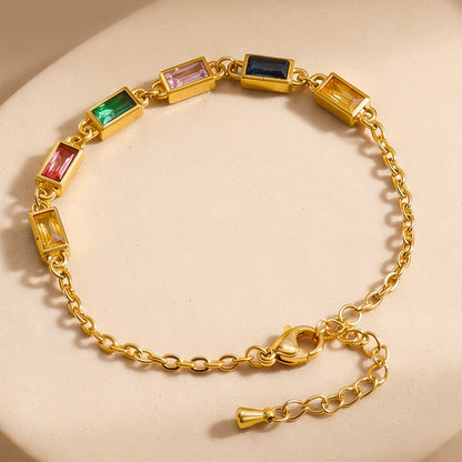Demi Fine 18K Gold Plated Stainless Steel Multicolor Crystal Bracelet