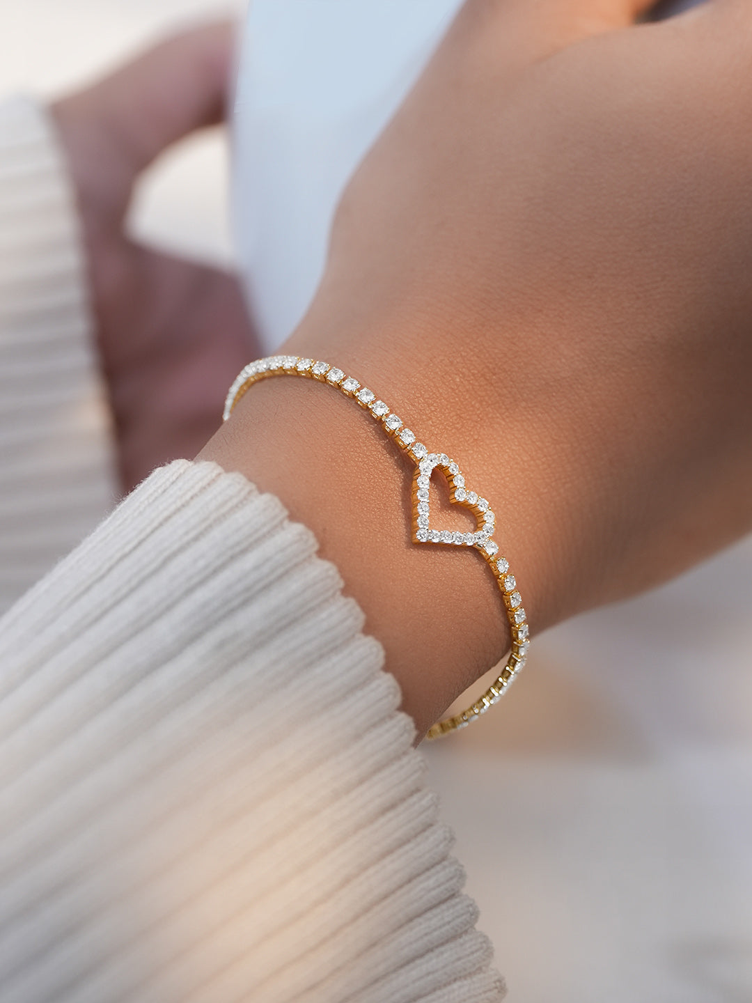 Gold Plated Heart Charm Bracelet