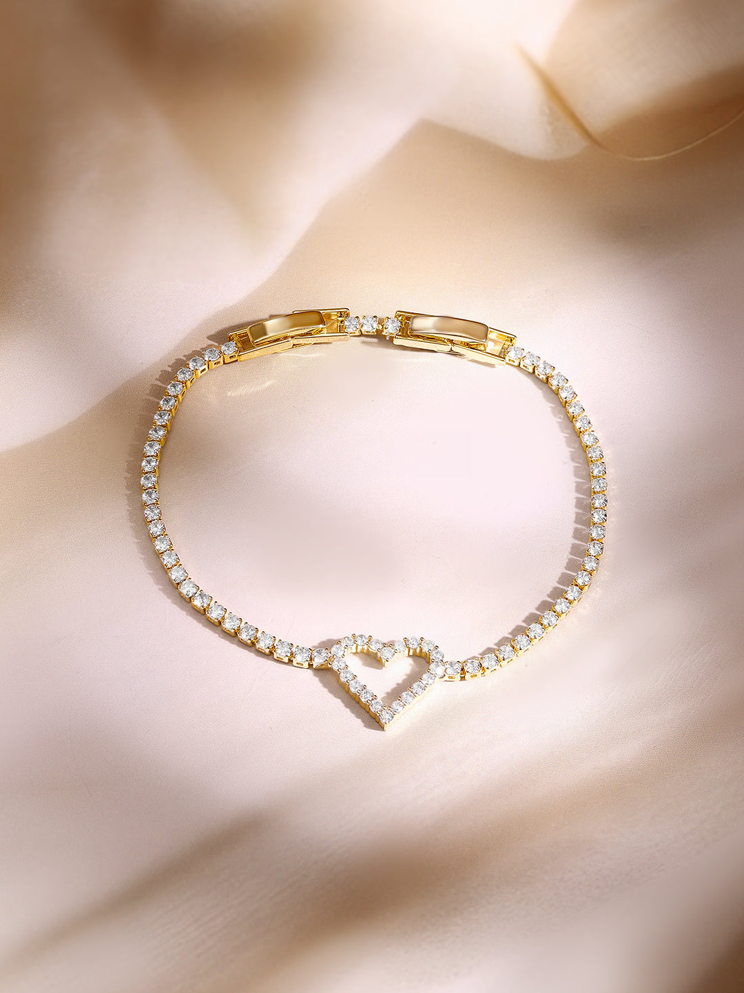Gold Plated Heart Charm Bracelet