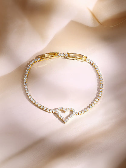 Gold Plated Heart Charm Bracelet