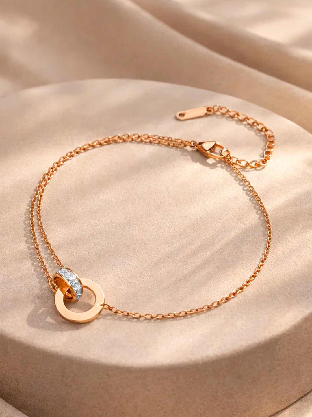 Demi Fine 18K Rose Gold Plated Stainless steel Interlocked Charm Anklet