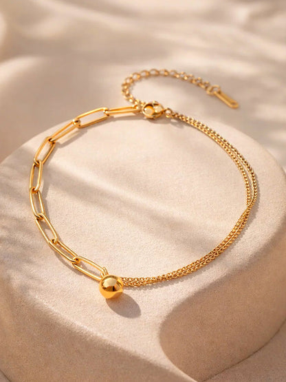 Demi Fine 18K Gold Plated Stainless steel Paperclip Chain Ball Anklet