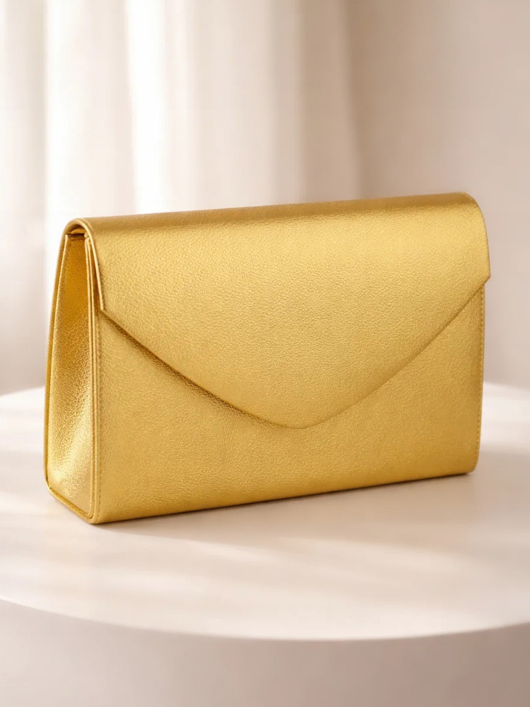 Golden Glow Textured Chic Envelope Clutch
