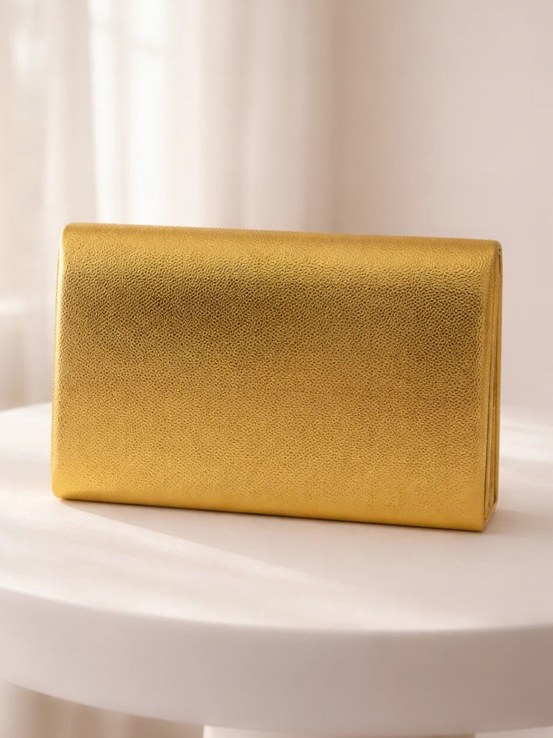 Champagne Gold Textured Luxe Envelope Clutch