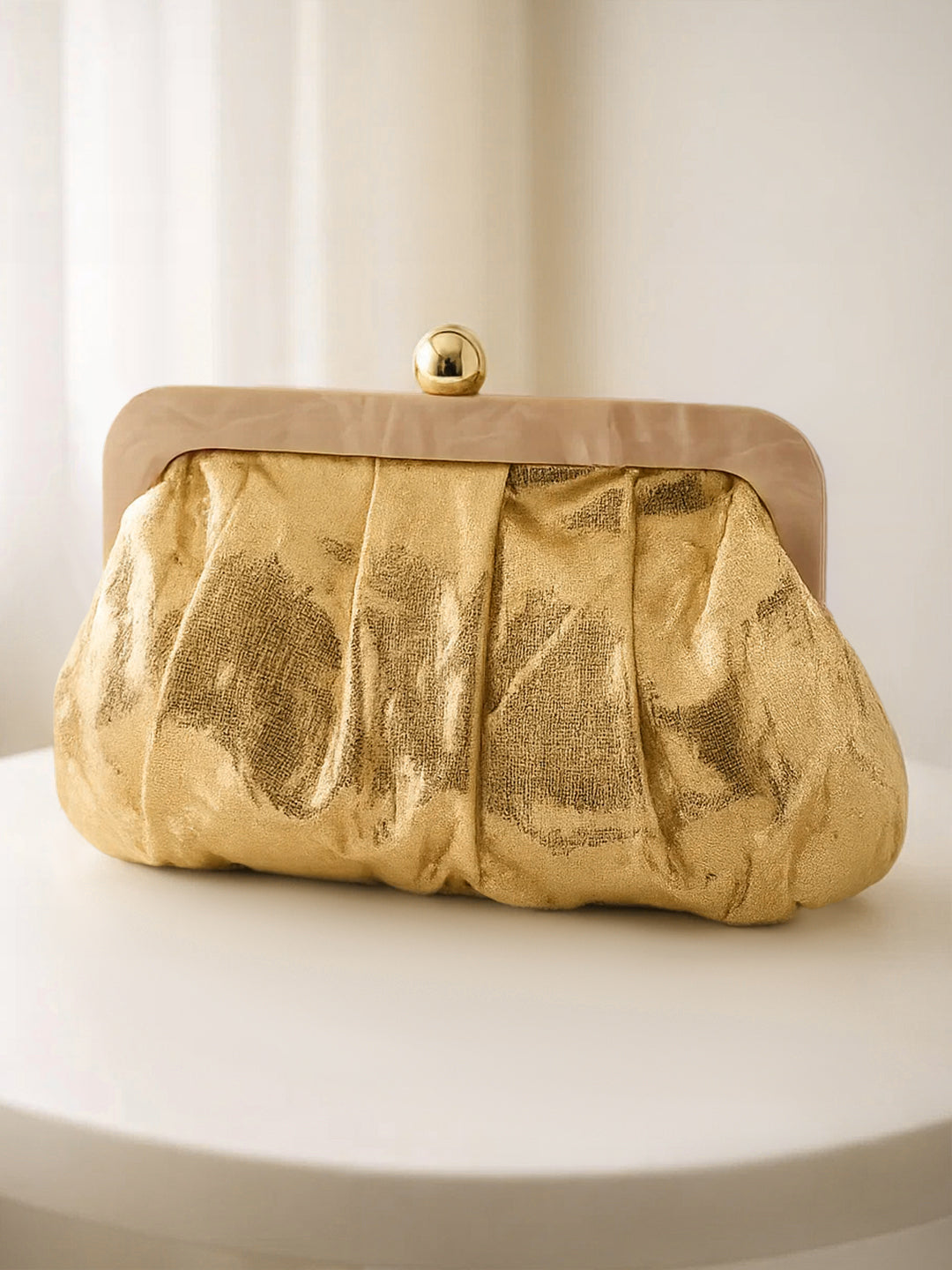 Luxe Gold Sequin Draped Clutch Bag
