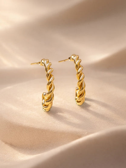 Gold Plated Twisted Sculpted Hoop Earrings Set