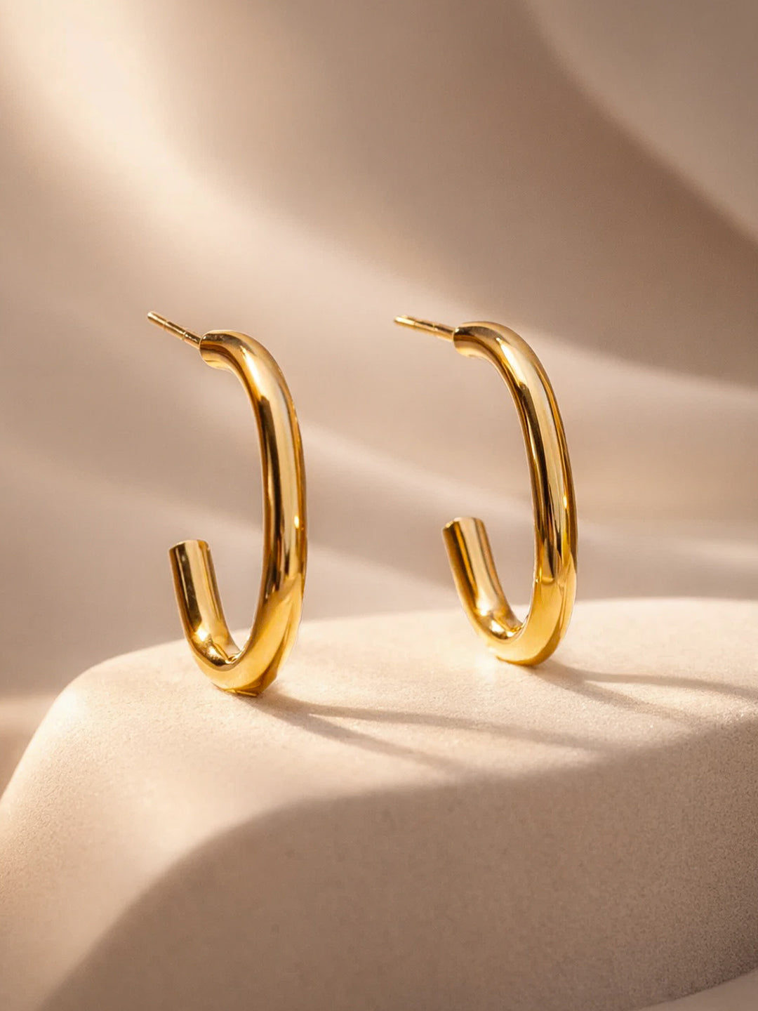 Gold Plated Circular Half Hoop Earrings Set