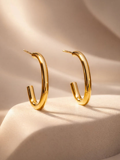 Gold Plated Circular Half Hoop Earrings Set